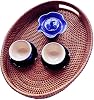 Bandeja Ovalada de Ratán Color Café Oscuro Extra Grande para Servir Frutas, Desayuno, Bebidas, de 17 Pulgadas, Cesta de Mimbre Tejida con Asa y Pared Alta de 2.5 Pulgadas 7
