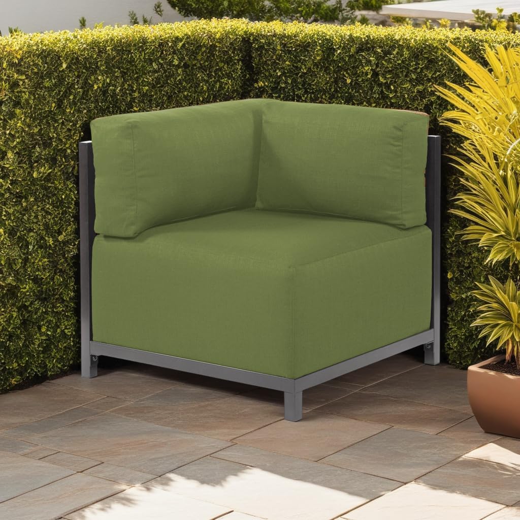 Howard Elliott Collection Axis Corner Chair with Cover, Cushioned Armrest Chair with Titanium Frame for Indoor or Outdoor Living Room or Office, 32.5 x 32.5 x 30 Inches, Seascape Moss