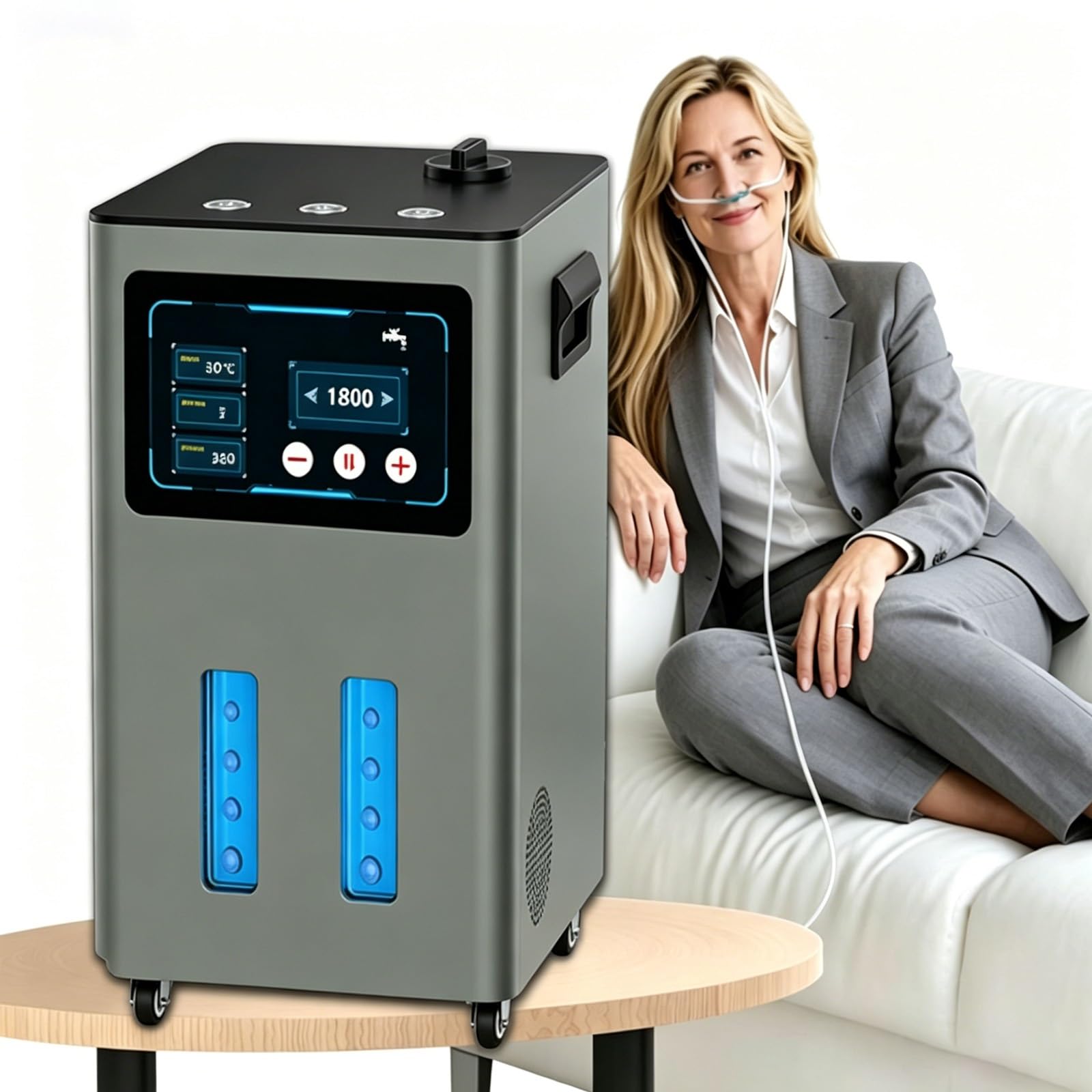 Inhalator Wodorowy Z Generatorem H2, Inhalacja Jednoczesna Z Trzema Portami, Wytwarzanie Wodoru O Czystości 99,99% Z Jonizatorem Spe/Pem, Wysoka Wydajność Produkcji Wodoru | Gunmetal,1800ml/min