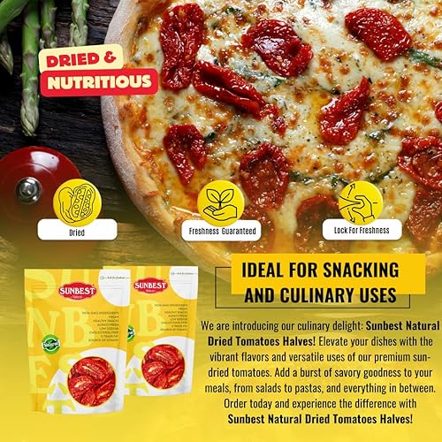 Miniatura 3 de Sunbest Natural - Mitades de tomates secados al sol, mezcla fresca de tomates listos para comer, tomate secado al sol para cocinar y aperitivos,