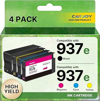 937 Ink Cartridge Multipack 937XL for HP 937 Ink Cartridge 937e Compatible with HP Officejet Pro 9120b 9110b 9720b 9130b 9117b 9720 9730 (1 Black,1 Cyan,1 Magenta,1 Yellow 4-pack with Chips)