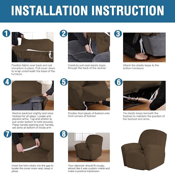 H.VERSAILTEX Stretch Recliner Slipcovers Recliner Chair Cover Sofa Furniture Cover 1-Piece Modern Rich Velvet Form Fit Stylish Protector Feature Rich and Soft Fabric (Bronze Brown, Large)