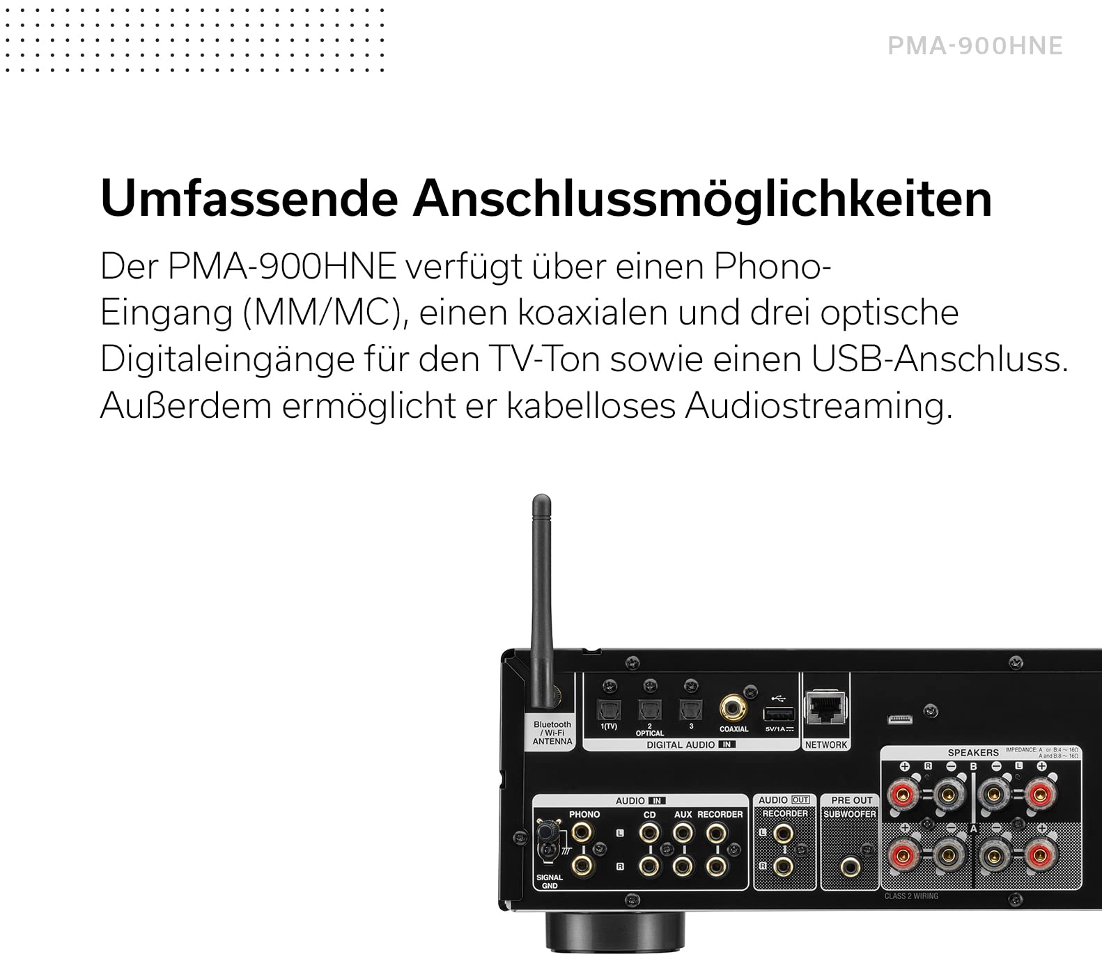 Denon PMA-900HNE HiFi Verstärker, Stereo Verstärker mit HEOS Built-in, 2x85W, eingebauter Phono-Vorverstärker, Hi-Res Zertifiziert, AirPlay 2, Bluetooth, Schwarz