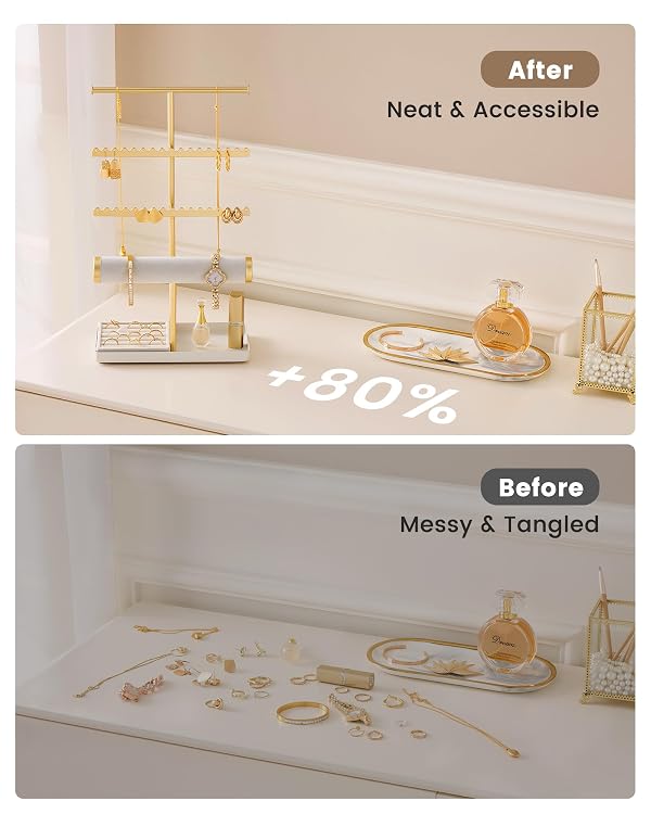 Lolalet Jewelry Organizer Stand, Necklace Bracelet Holder -Gold by Lolalet - Used condition - Image 5