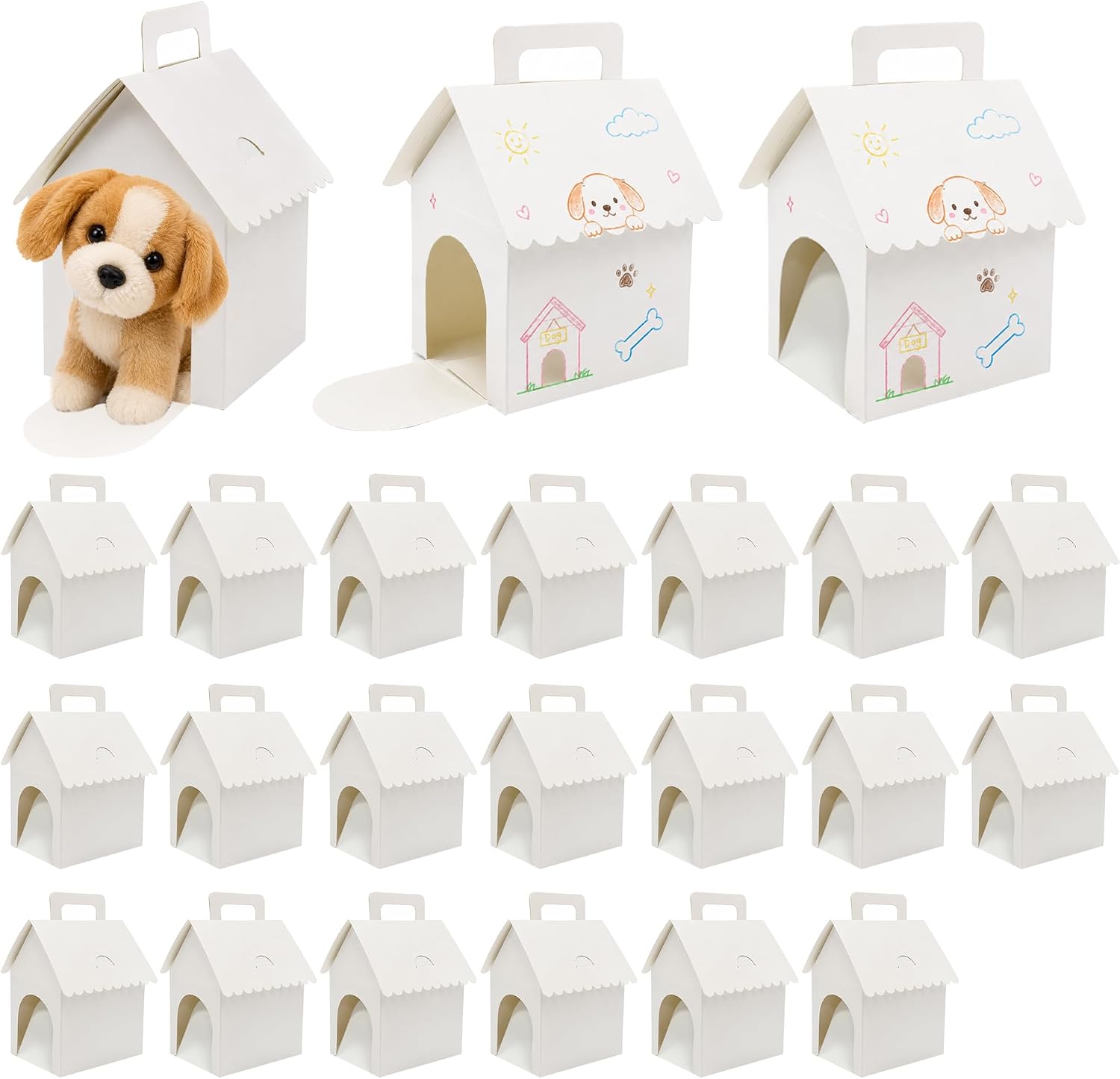 20 Pieces White Dog Party Favors Boxes, Dog House Shaped Treat Gift Boxes