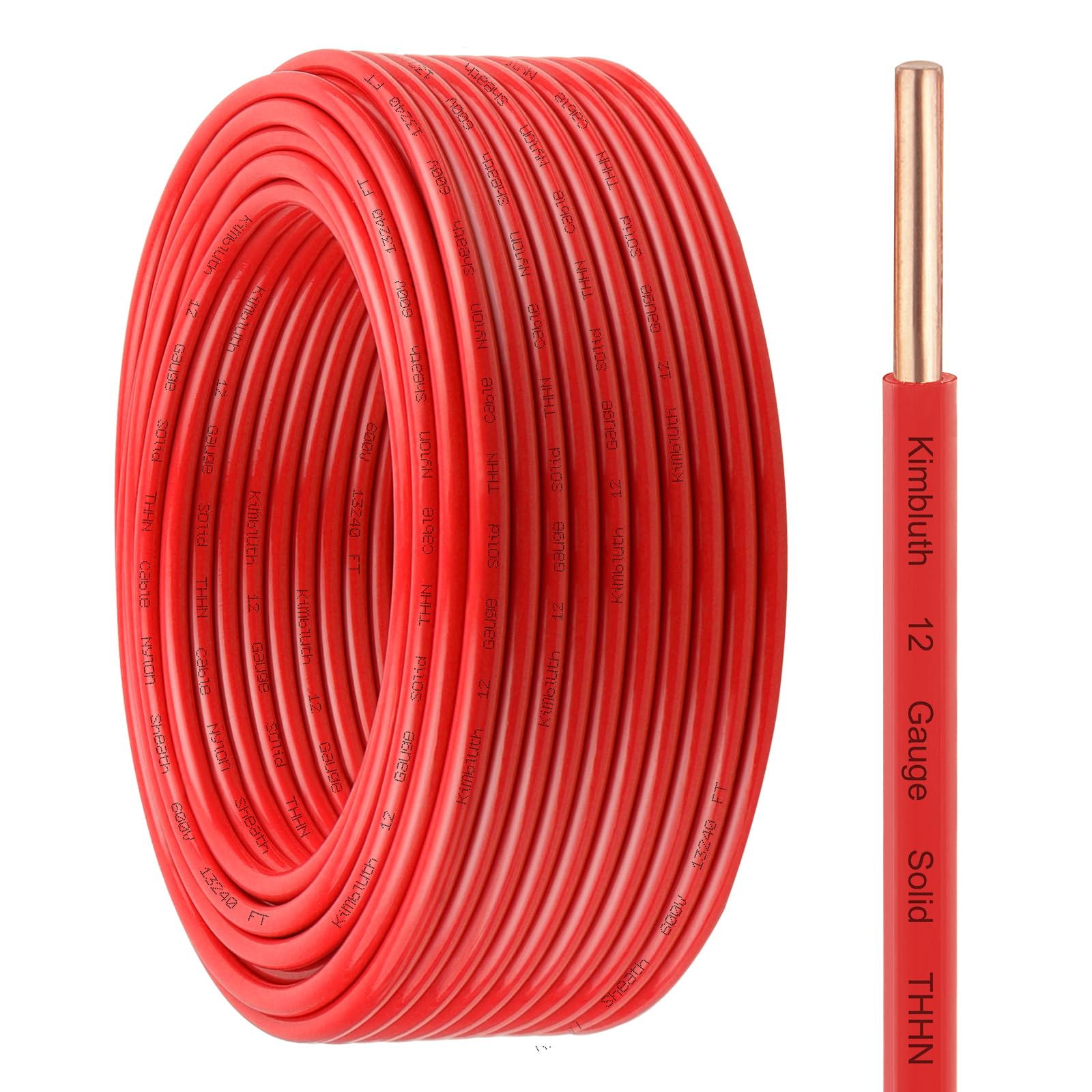THHN Wire 12 Gauge 200 FT OFC Electrical Wire, 12 AWG Solid Copper Wire Rated up to 600V Building Wire Nylon Jacket for Residential, CNC, Ground,