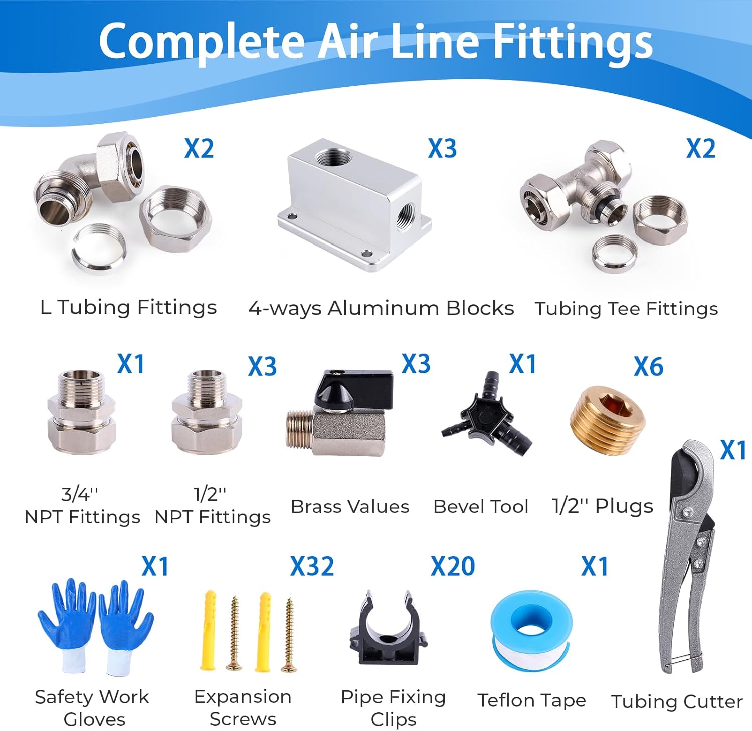 Shop Air Line Kit 3/4" × 100'&200'&300' HDPE-Aluminum-HDPE Air Tubing, Compressed Air Line Kit for Air Compressor Accessories, Leak Proof& Easy to Install Air Compressor Kit 3/4"×100FT