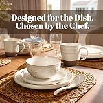 Artena Plates and Bowls Sets, 16 Pieces Dinnerware Sets, Dish Set for 4, Ceramic Kitchen Bowl and Plate Set, Embossed White Dishware Sets, Dishwasher & Microwave Safe (Multiple Patterns)