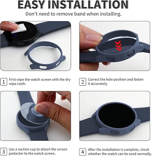 Miniatura 5 de Hooglny Paquete de 6+6 protectores de pantalla para Samsung Galaxy Watch 6 de 1.850 in y funda, película protectora de vidrio templado antivaho y