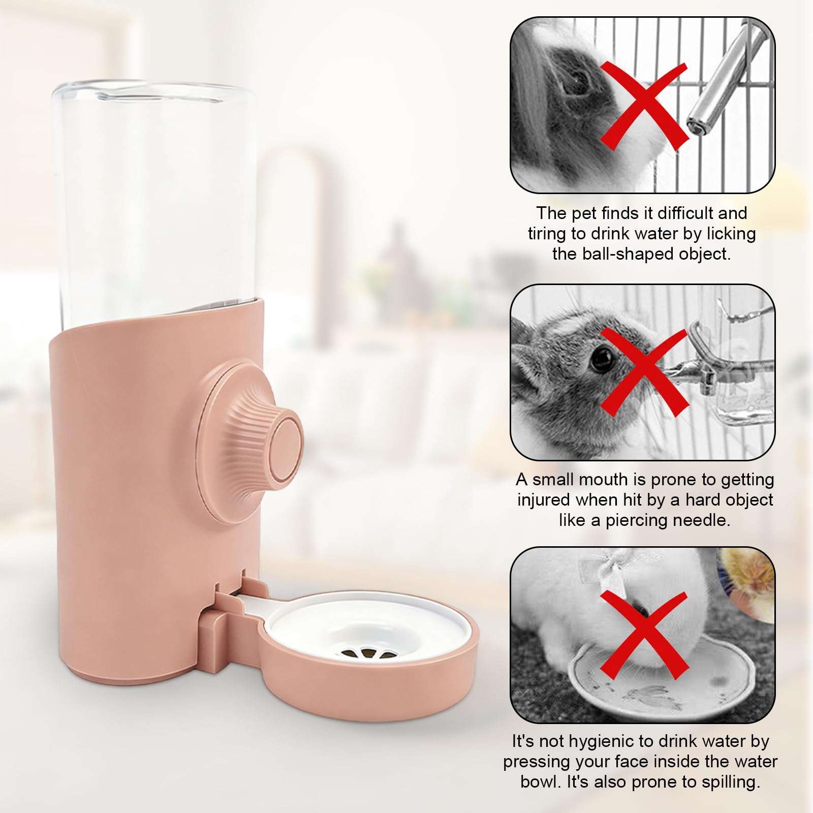 Lot de 3 distributeurs d'eau automatiques lapins : gourde suspendue pour animaux de compagnie, bouteille d'eau automatique, bouteille d'eau pour lapin, chinchilla, hérisson, écureuil, furet
