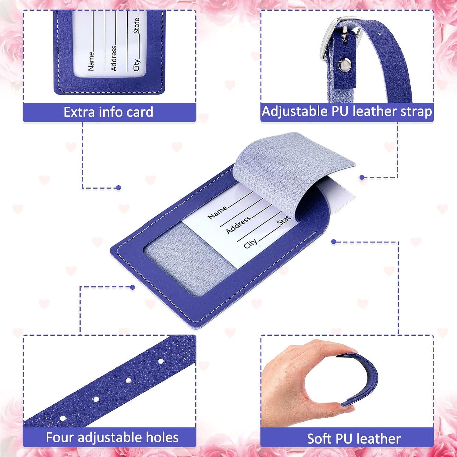 Dunzy 30 Pieces Leather Luggage Tag Women Identifiers Travel Suitcase Tags for Luggage Travel Backpack Bag Wedding Favors Women Men Adults Bulk