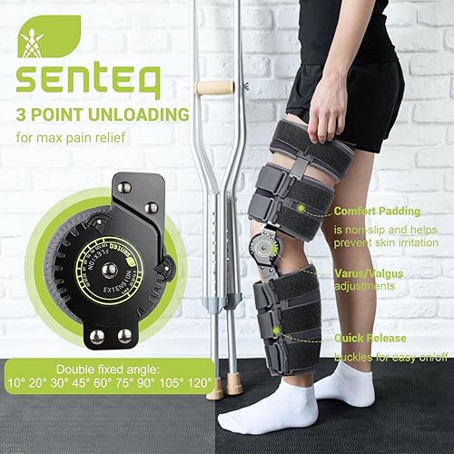 Miniatura 2 de SENTEQ Rodillera ROM ajustable post operacional soporte de rodilla ortesis inmovilizador protector para pierna izquierda y pierna derecha, tanto