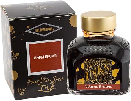 Diamine Fountain Pen Ink, 80 ml Bottle, Dark Brown