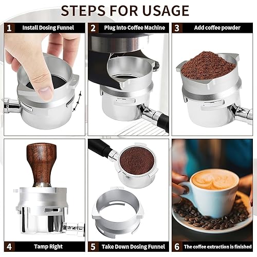 Miniatura 4 de YFWOOD Juego de embudo dosificador y pantalla de disco de 2.126 in, embudo de aluminio ligero para portafiltros Breville Barista, accesorios de café