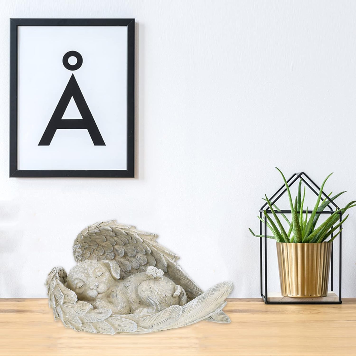 Resin Pet Dog Angel Outdoor Garden Memorial Statue Tombstone Decoration