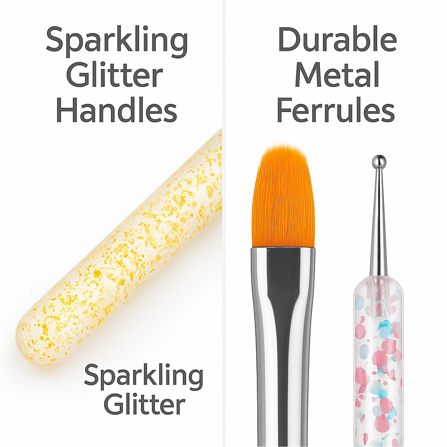 JEONEKID 12Pcs Uv Gel Nail Brush and Dotting Pen Set – 7pcs Nail Art Brushes (No.2-14) + 5 Double-End Dotting Tools for Acrylic, Gel Polish, DIY Manicure Design