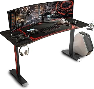 BedStory Gaming Desk 47 Inch, T-Shaped Computer Desk with Large Mouse Pad, PC Gaming Table Gamer Desk with Cup Holder and Headphone Hook for Gaming Room