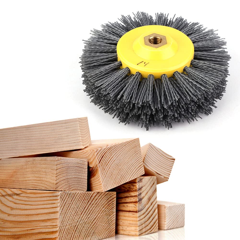 Abrasive Wire Drawing Wheel Brush, Polishing Wheel for Antique Stone and Wood, Burnishing Brush with High Durability for Concave Convex Surfaces, Ideal for Derusting and Deburring (120#)