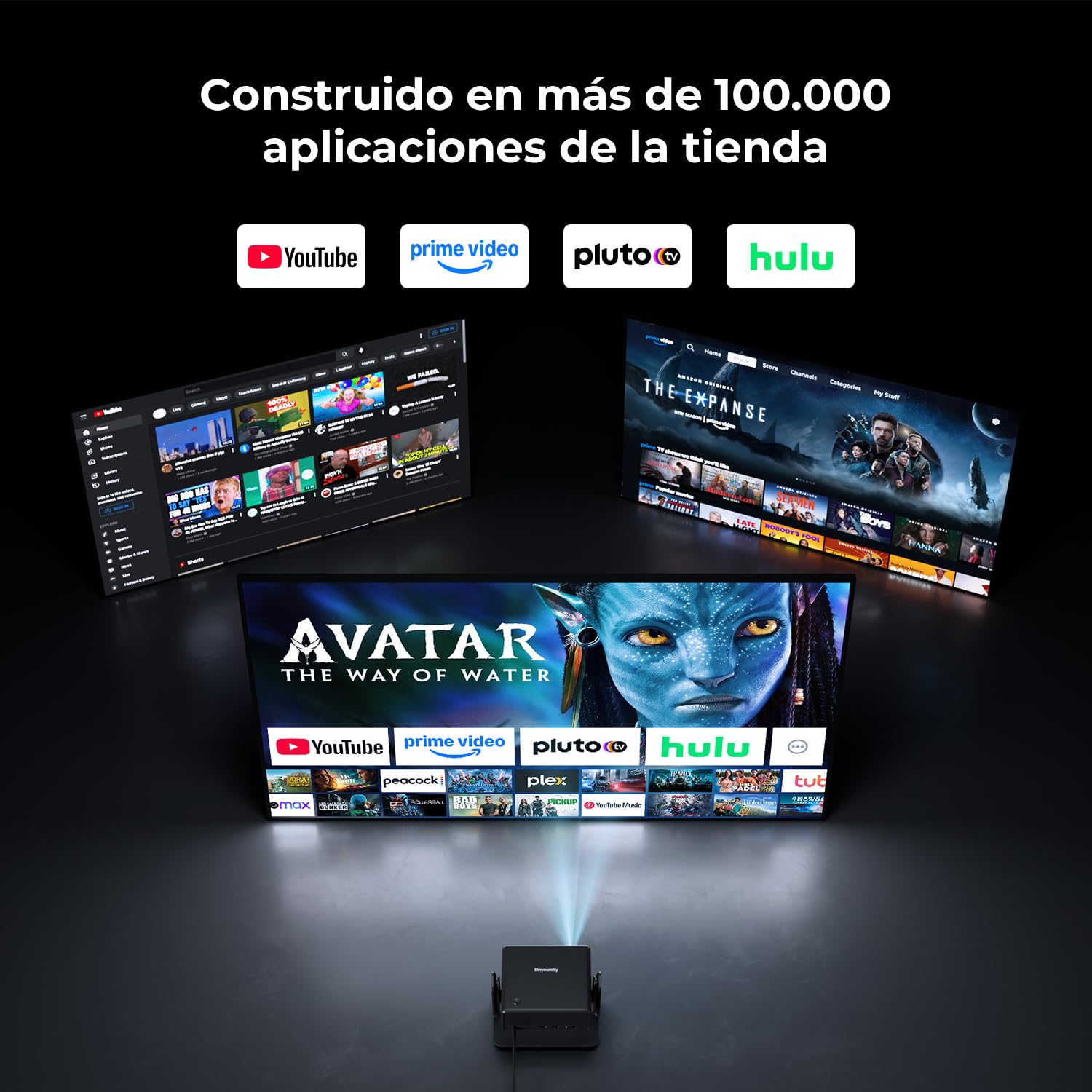 Proyector Compatible con Netflix 28000 Lúmenes, Einyoumily, WiFi6 Bluetooth, Proyector Portátil Enfoque Eléctrico/Corrección Trapezoidal 4D, Admite Más de 100000 Apps