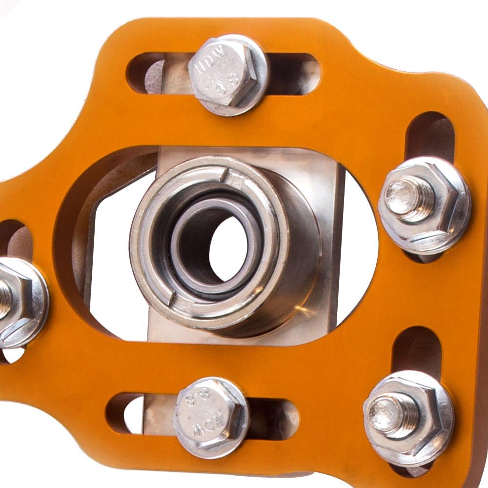 maXpeedingrods Coilovers Camber Plates Adjustable Front Upper Mount for Ford Mustang 1979-1989, 2PC Camber Caster Plate Gold