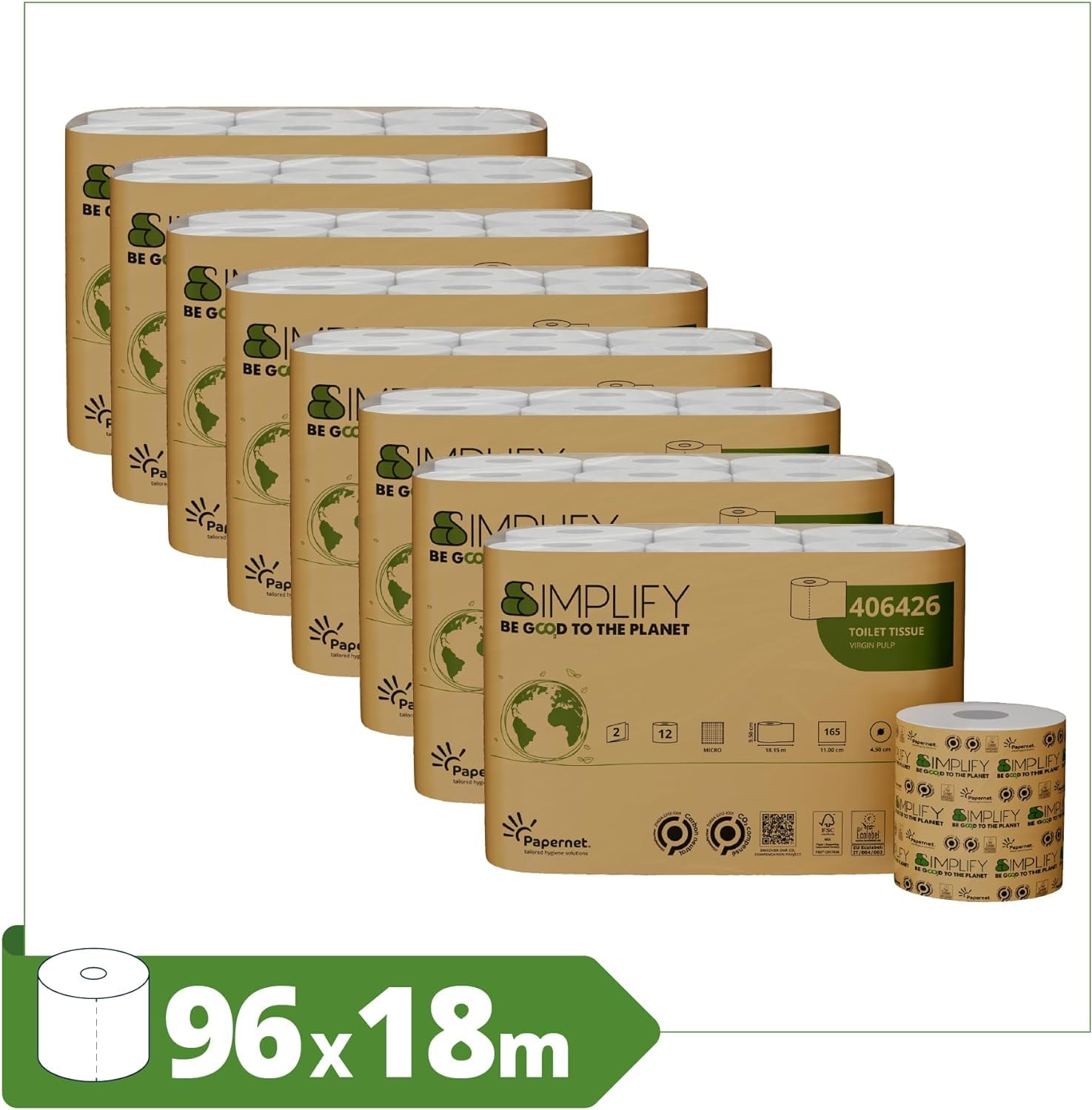 aura luxury collection 96 Rotoli Carta Igienica Fascettata Colore Bianco 2 Veli, In Pura Cellulosa, Morbida E Non Irrita