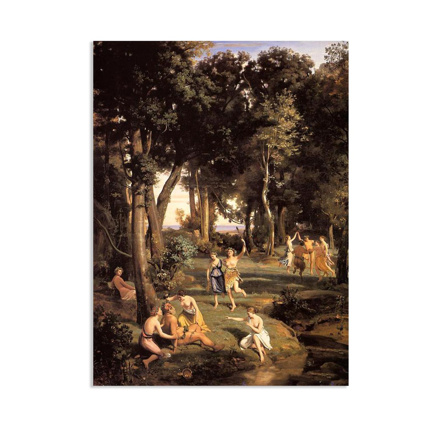 Hau3sh3a Jean Baptiste Camille Corot Wall Art Silenus Famous Nature Painting Print Giclee Canvas Wall Decor for Living Room Bedroom Office Home Decor90x70cm(35x28in) Frameless