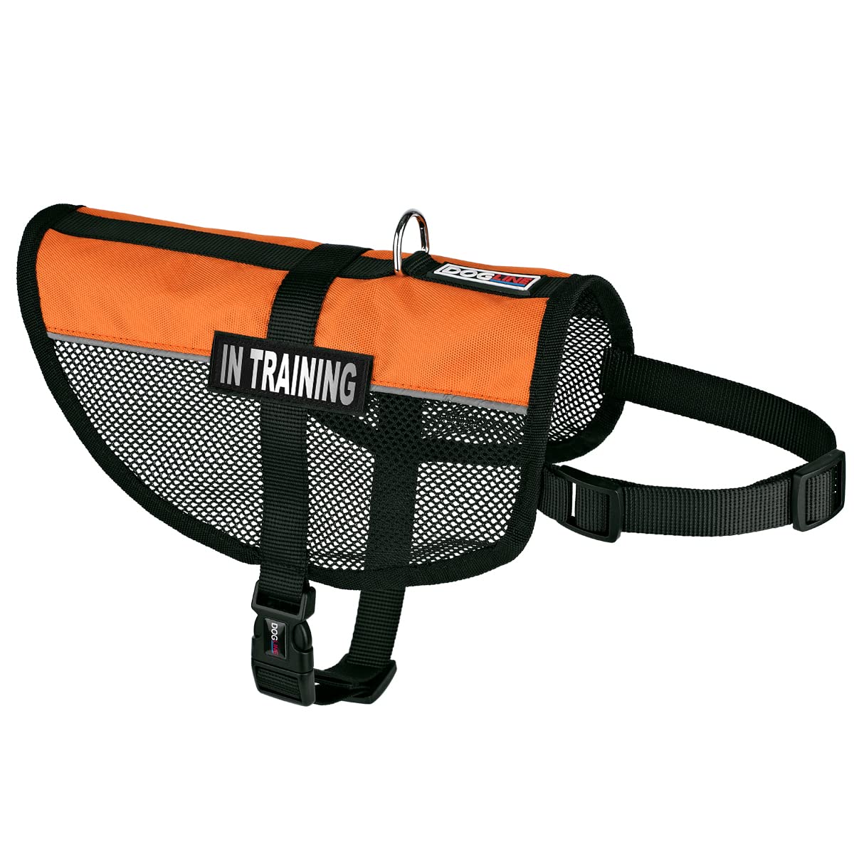 Dogline MaxAire Multi-Purpose Mesh Vest for Dogs and 2 Removable in Training Patches, Medium, Orange
