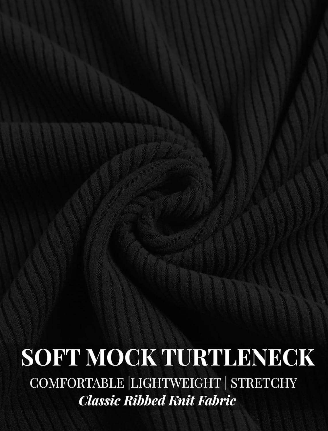 COOFANDY Men's Mock Turtleneck Short Sleeve Soft Lightweight Sweater Ribbed Knit Pullover Casual Basic Tops - Image 5