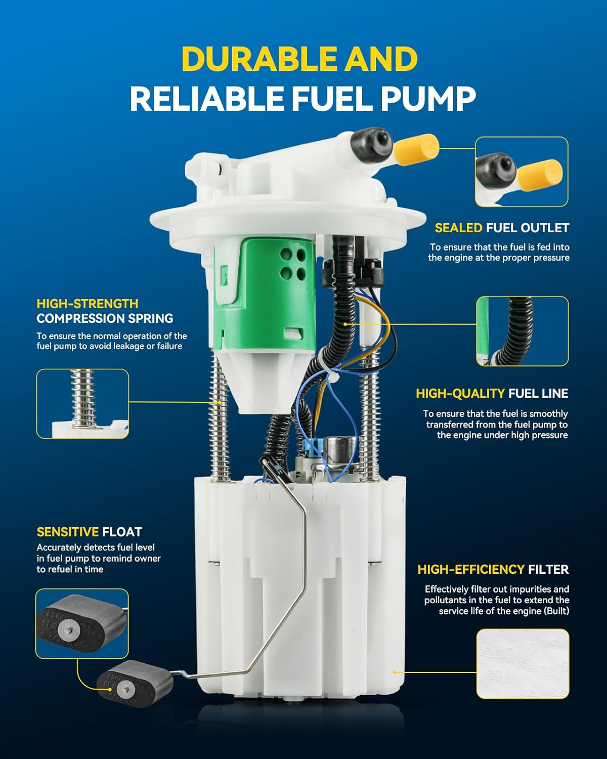 PHILTOP FG0939 Electric Fuel Pump Assembly Fit for Impala 2008-2011, LaCrosse 2008-2009, Grand Prix 2008, Electric Fuel Pump Module Assembly Kit