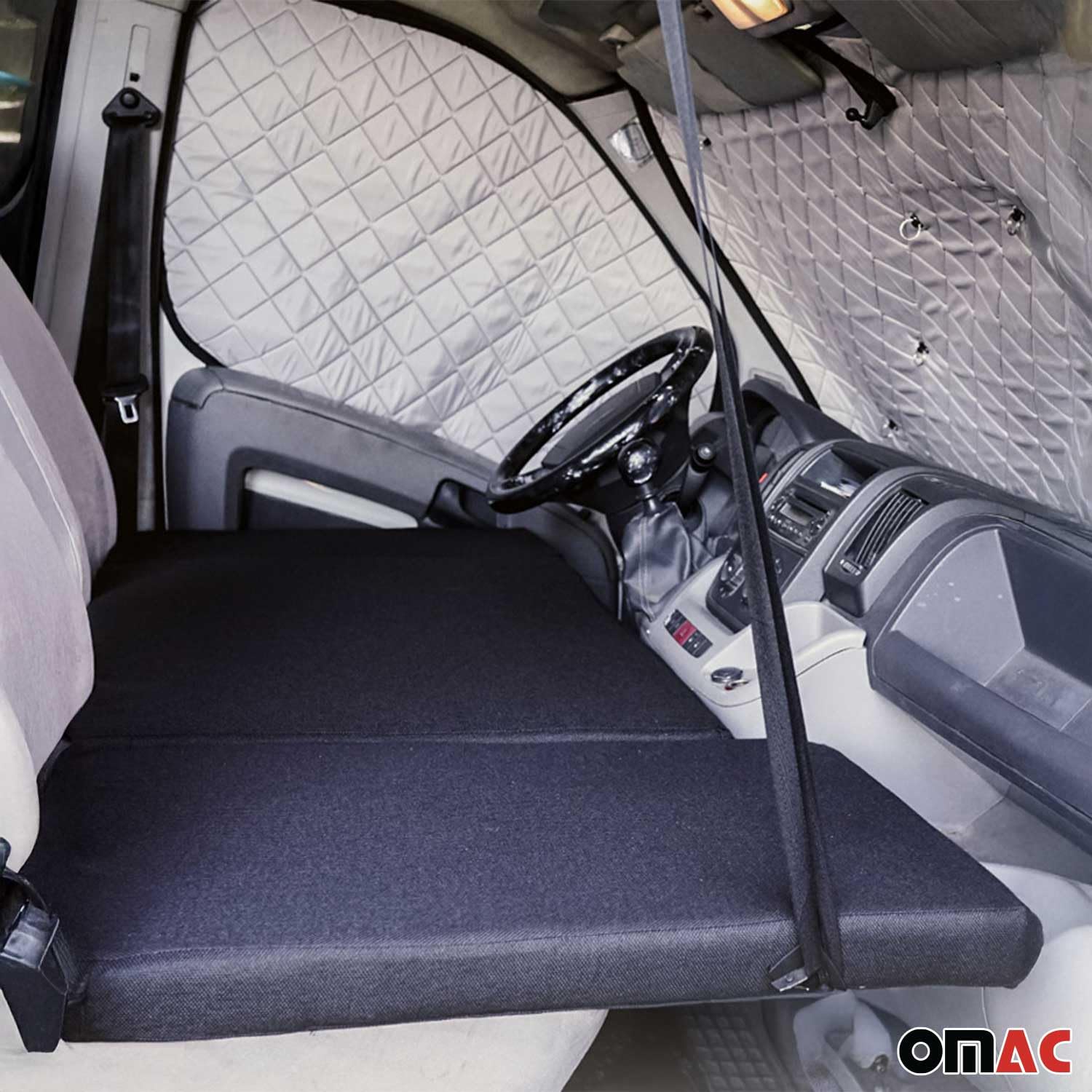 OMAC Camper Bett Fahrerhausbett Matratze compatibile con FIAT Ducato 1993-2006 Polyester Nero