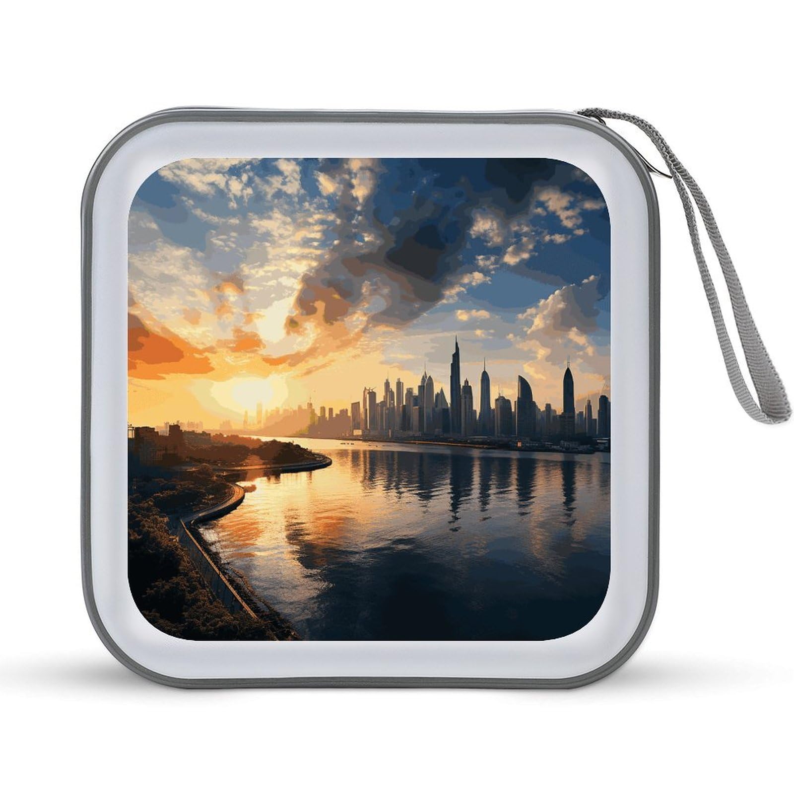 JTREHY New York in The Sunset CD Case 40 Capacity CD/DVD Case Holder Disc Storage Organizer Wallet Bag Portable Zipper CD Case Holder for Car Home Office Travel