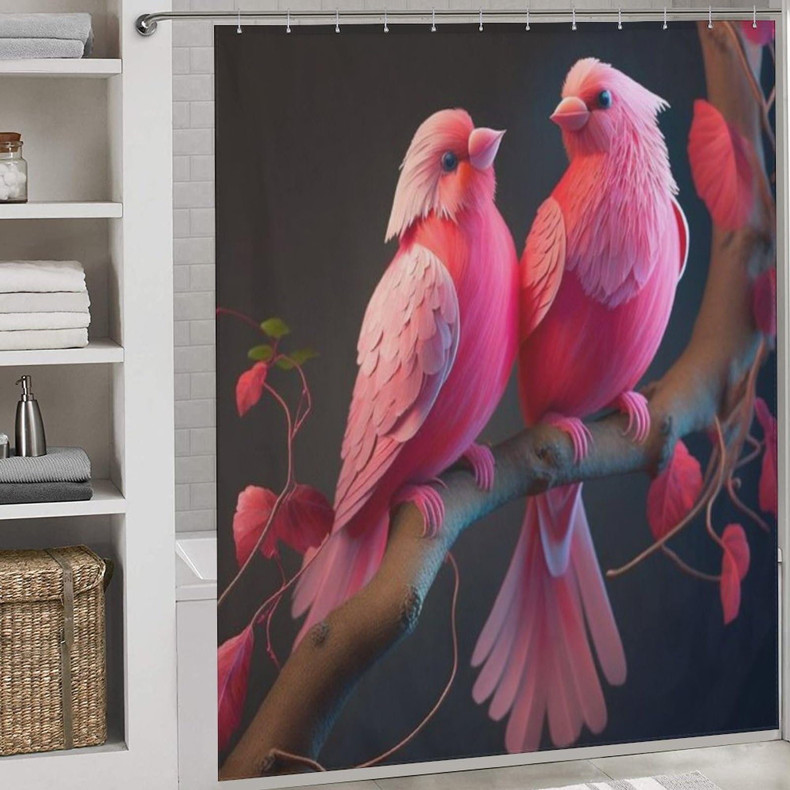 Rideau de douche oiseau en polyester pour transformer l'ambiance de la salle de bain