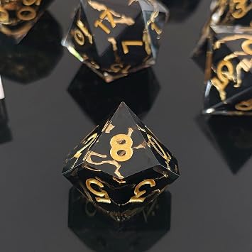ORUZA 7 PCS Polyhedral DND Dice Resin Sharp Edge Die D&D Dice Set for Dungeons and Dragons RPG MTG Table Games