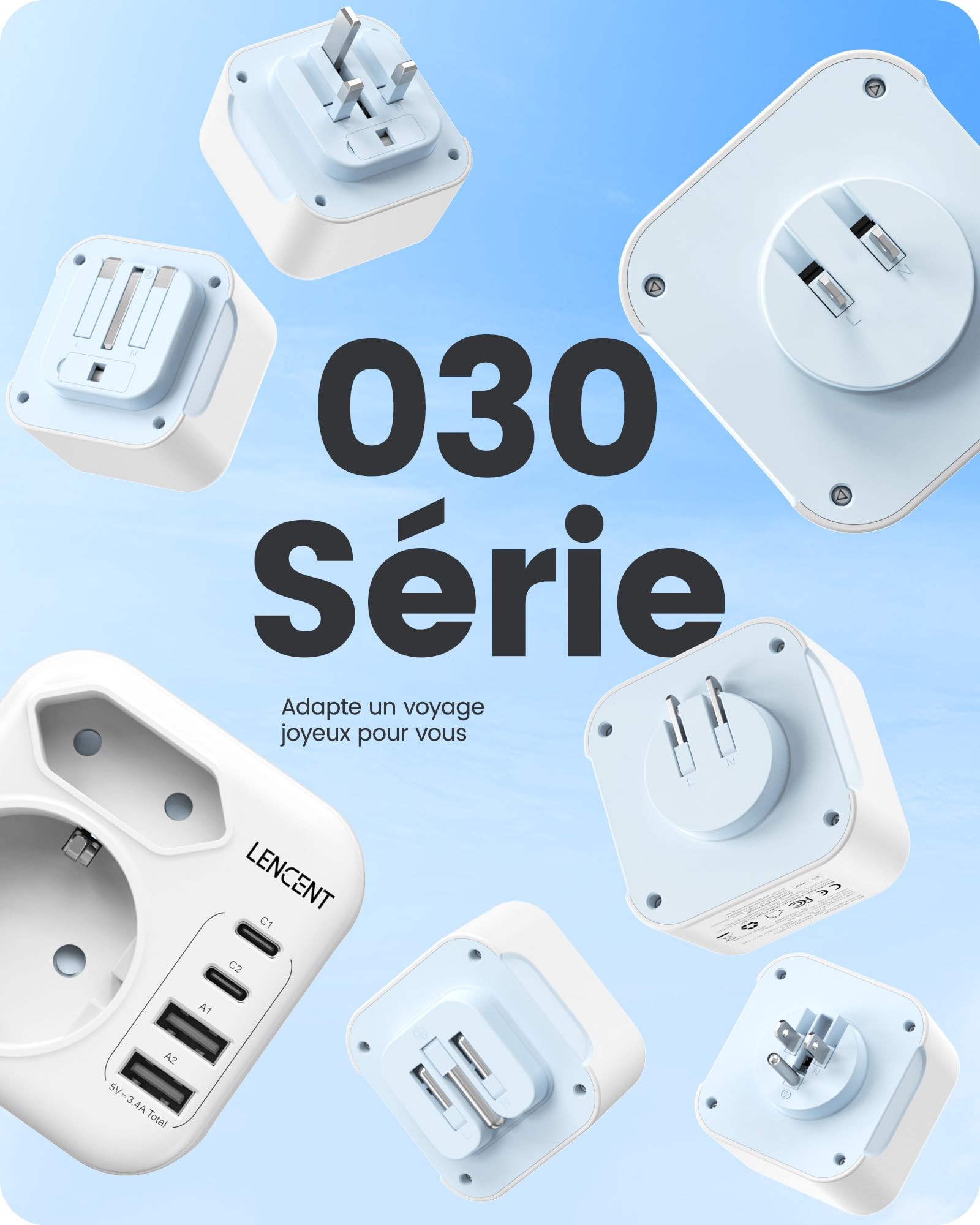 LENCENT Adaptateur de Voyage Japon Adaptateur Prise Type A avec USB-C Prise Pliable pour États-Unis USA Canada Mexique Thaïlande New York