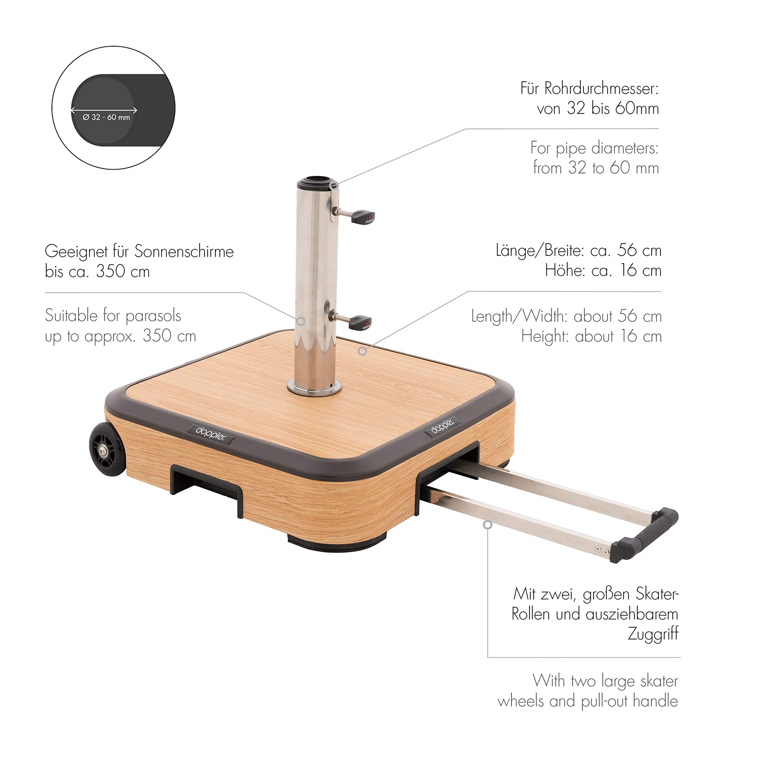 Doppler ALU Wood Trolley Sockel ca. 50 kg