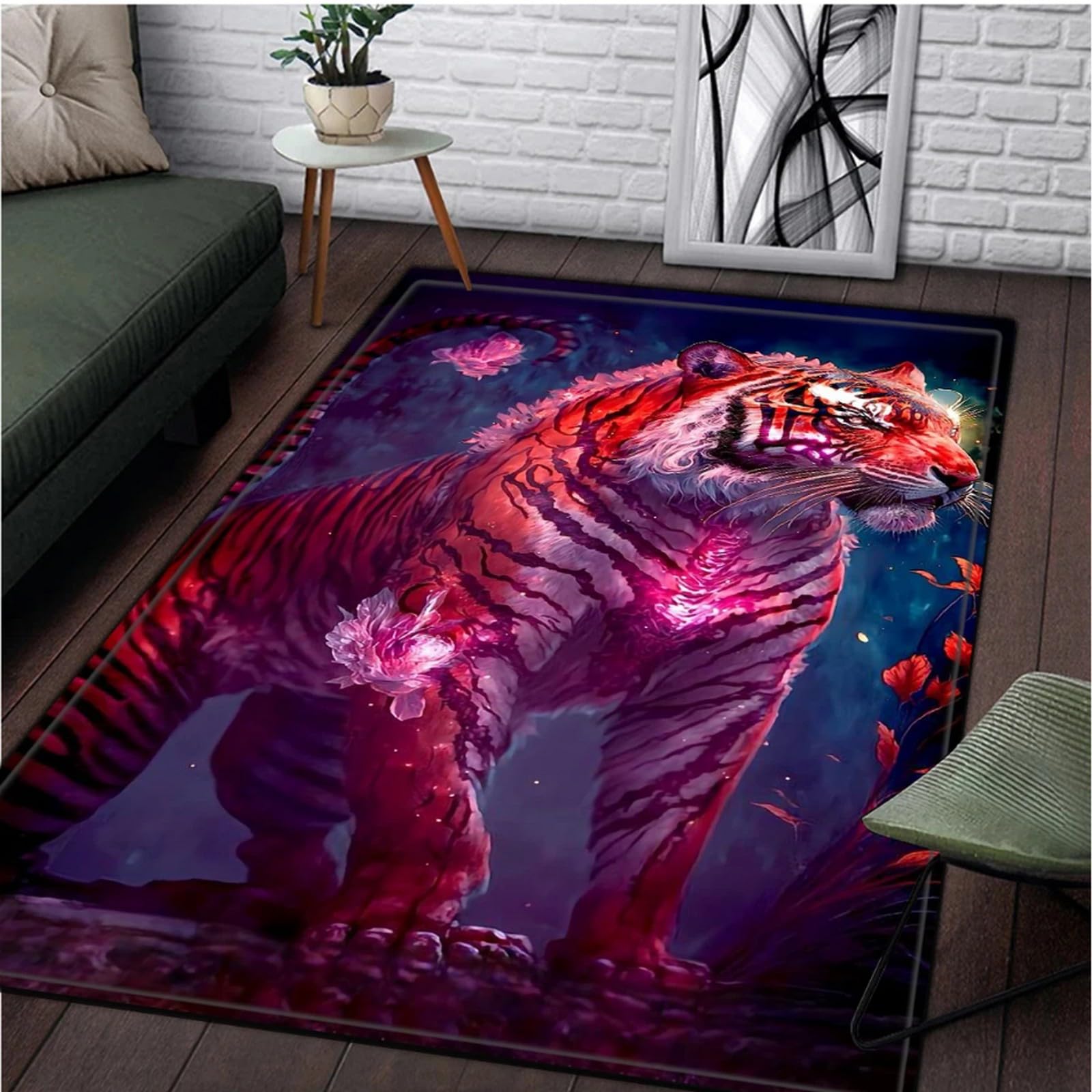 Area Rug Soft 3D Animal Tiger Printed Floor Mat Polyester Material Non-Slip Carpet Easy Clean For Bedroom Hall Kitchen Living Room Kids Room Doormat Carpet 120 X 160 Cm -3304603368732