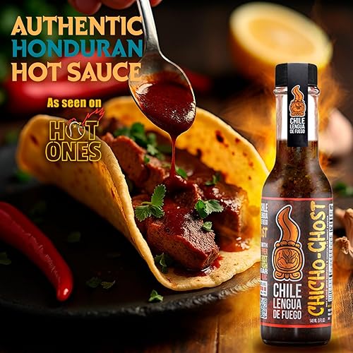 Miniatura 3 de Chile Lengua de Fuego Chicho-Ghost Salsa picante  1 botella  Salsa picante hondureña artesanal con pimiento fantasma, chipotle y bonete escocés