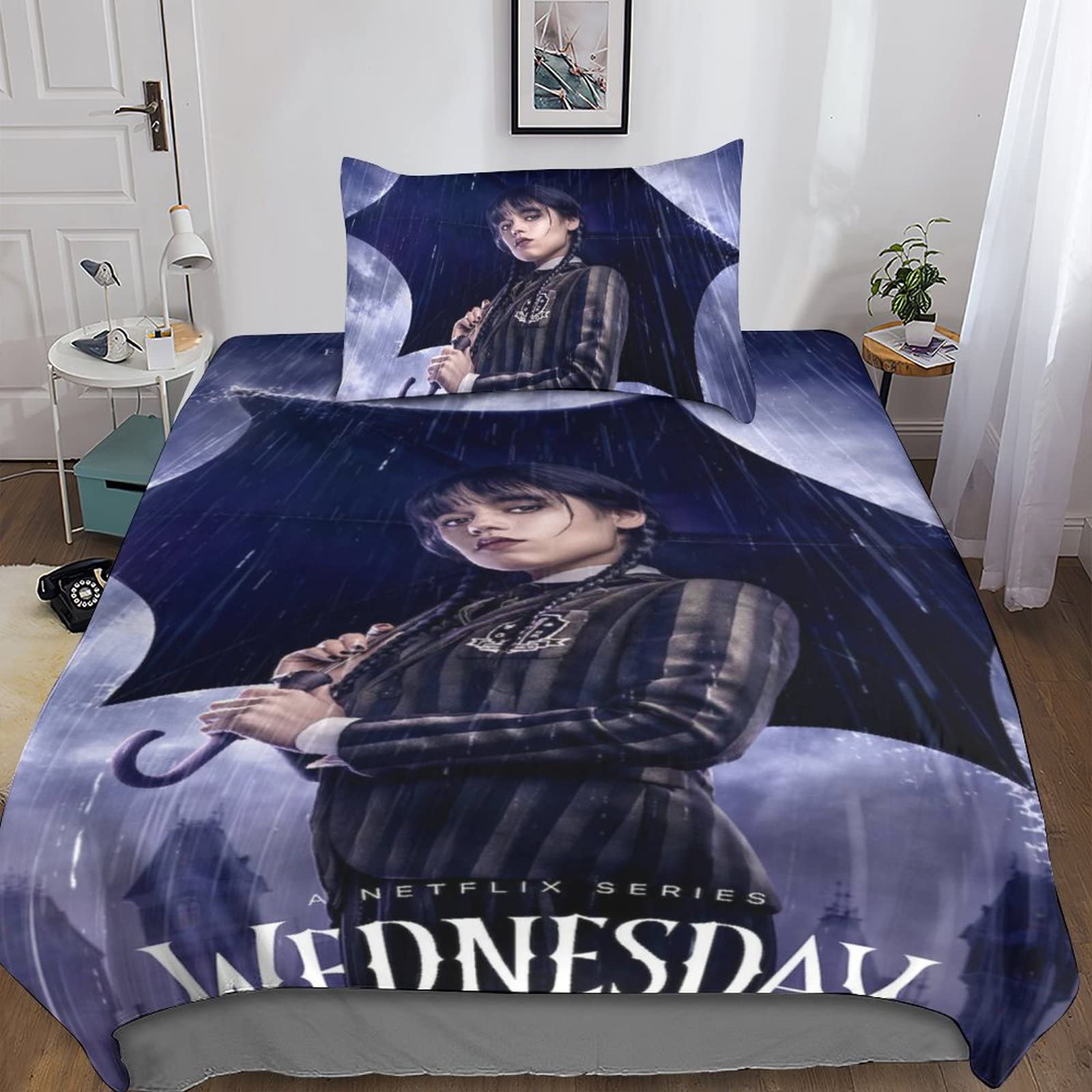 Housse De Couette Mercredi Addams, Literie Pour Enfants Gothique De La