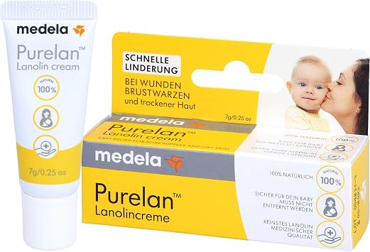 Medela Purelan 7 Gram Lanolin Nipple Cream - Quick Relaxation, Hypoallergenic, Dermatologically Tested and Odorless for Aching Nipple and Dry Skin