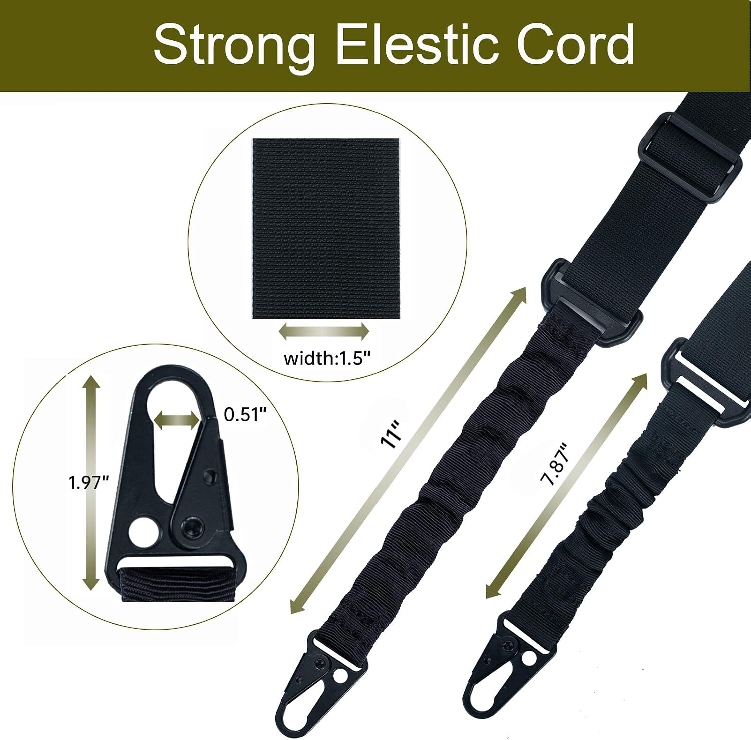 Pecawen Two Point and Traditional Sling Adjustable Length with Mount for Outdoors