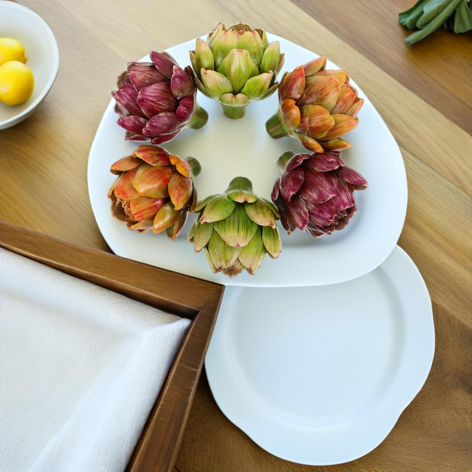 6pcs Decorative Fake Artichoke Ornaments for Home Decor Lifelike Faux Vegetables for Wedding Centerpieces and Shop Displays