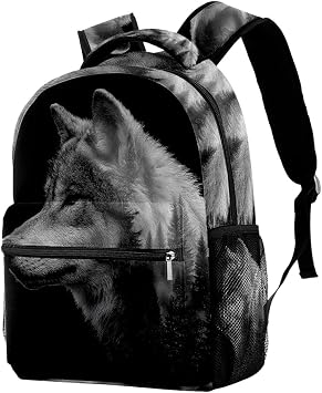 Wolf Animal Print 5 Backpack, Rucksack, Casual Daypack for Boys/Girls/Students/Travel/School