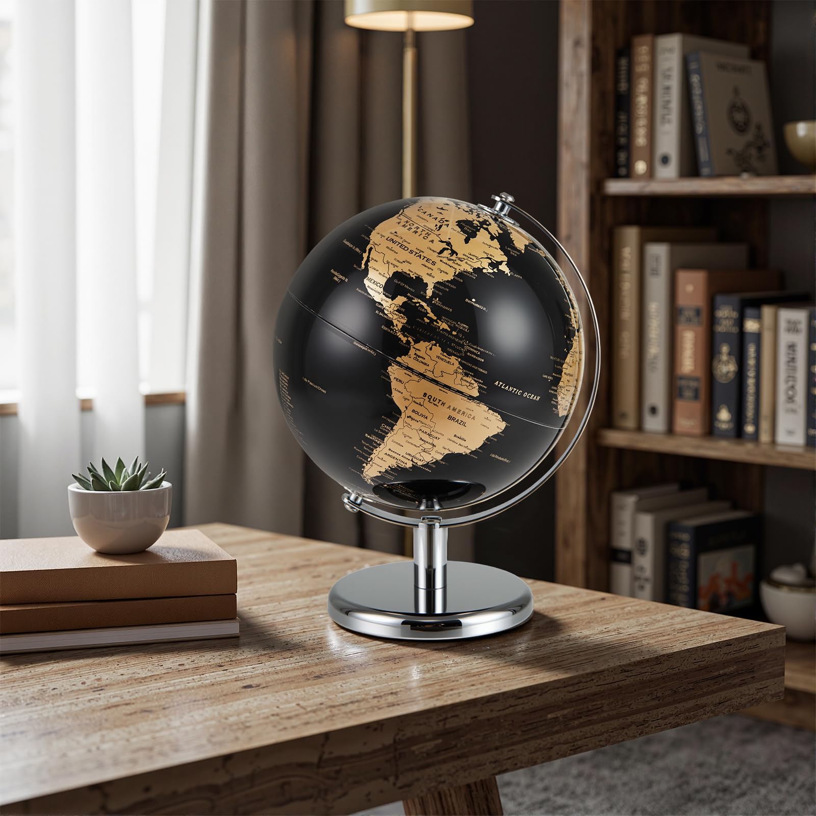 GIANTEX 20 cm Globus, Weltkugel mit stabilem Standfuß aus Metall, 360° drehbarer Schülerglobus, pädagogischer Globus für Kinder & Erwachsene, antiker Weltglobus Deko für Zuhause & Büro (Gold)