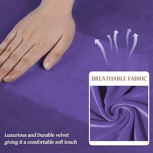 Miniatura 4 de WEERRW 4 fundas de terciopelo de alta elasticidad para sofá de 3 cojines, protector de muebles lavable con parte inferior elástica antideslizante,