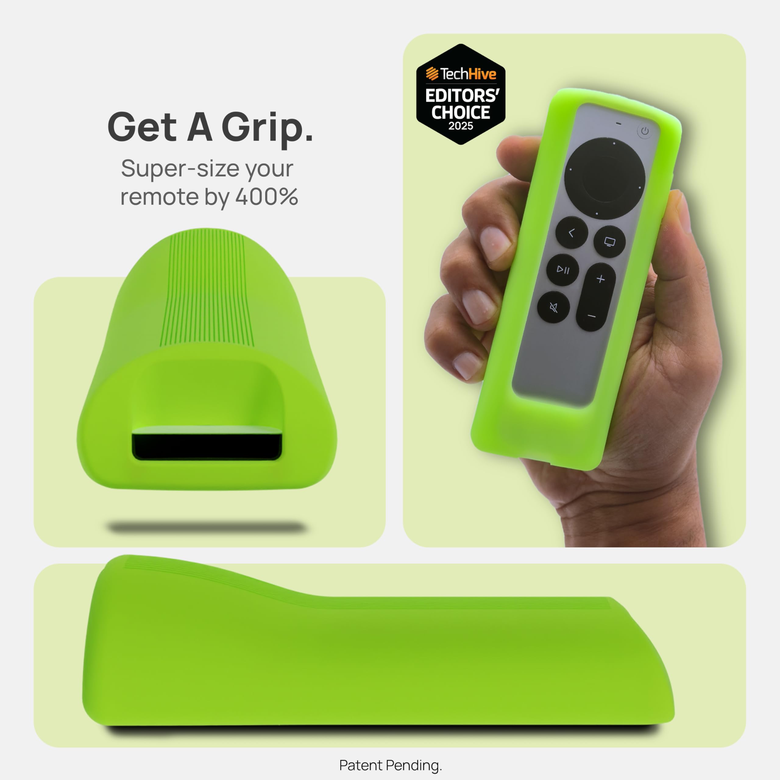 GripStand™ Apple TV Remote Cover: Compatible with AirTag, Fits Siri Apple TV 4K/HD (2nd & 3rd Gen), Stand-Up Design, Enhanced Grip, Anti-Slip and Drop Protection, 2 Pack Lime & Sky Glow by 73&Sunny