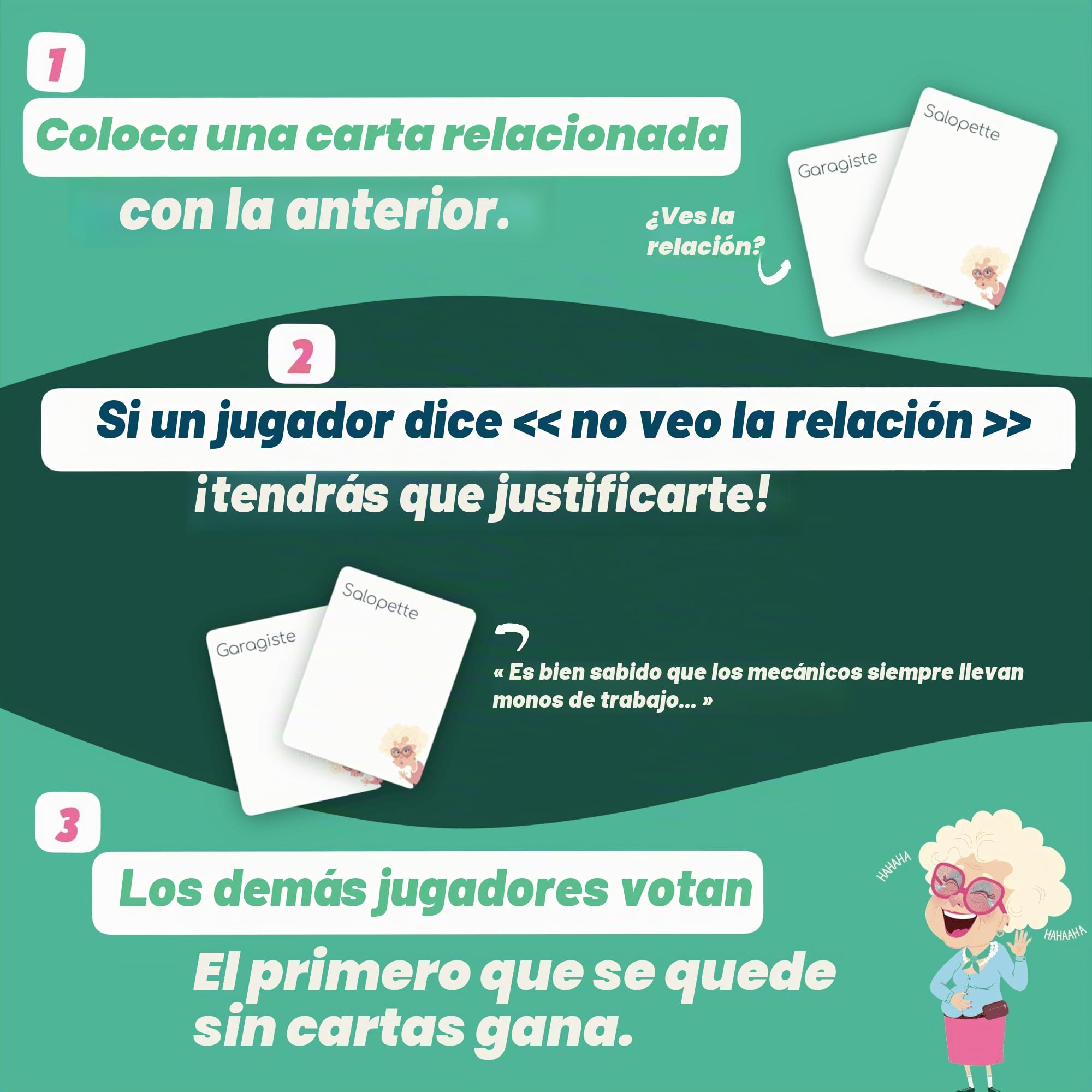 Monique Juego de mesa, Asociación de Palabras, Justificación, Bluff, Locos Risas, Juego de Ambiente, Juego de Mesa Adultos con más de 1 millón de jugadores, Juego de cartas x300, Diseñado en Francia