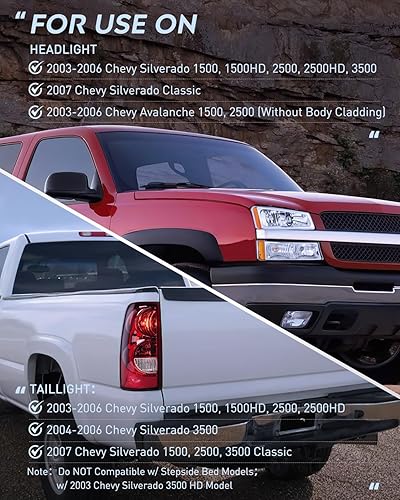 Vista 74 de Nilight Conjunto de luz trasera para Chevy Silverado 1500 1500HD 2500 2500 2500HD 3500 2007 Chevrolet Classic OE estilo pasajero lámpara trasera