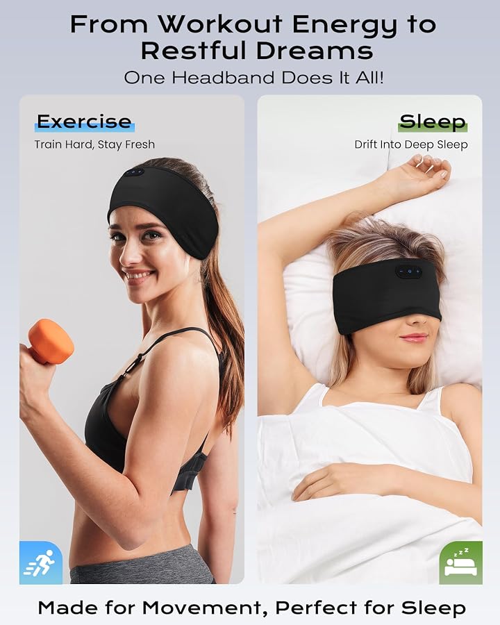 MUSICOZY Sleep Headphones Bamboo Bluetooth Headband for Side Sleepers | Sleeping Headbands Wireless Sports Earphones Sweat Resistant Earbuds for Workout Running Cool Gadgets Unique Gifts for Women, image 5