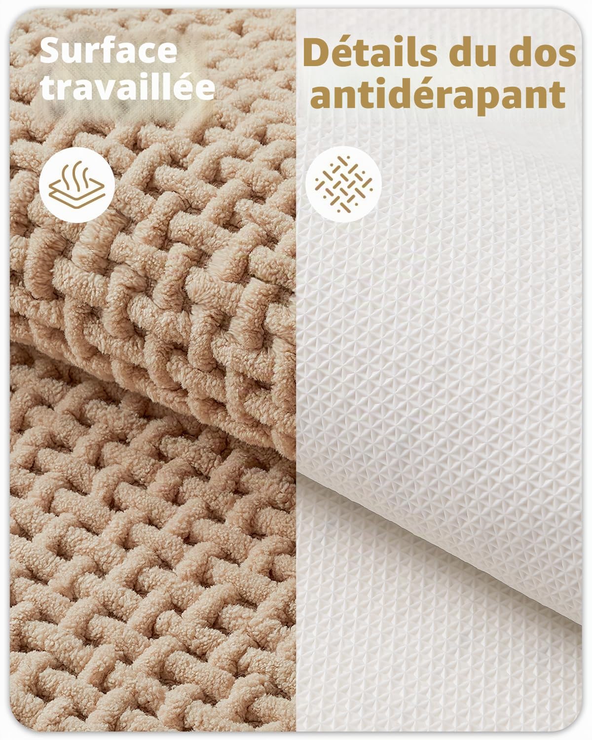 COLOR&GEOMETRY Paillasson Intérieur Entrée 80x120 cm, Tapis d’Entrée Doux Absorbant Antidérapant pour Hall d’Entrée, Couloir, Convient aux Chiens, Beige