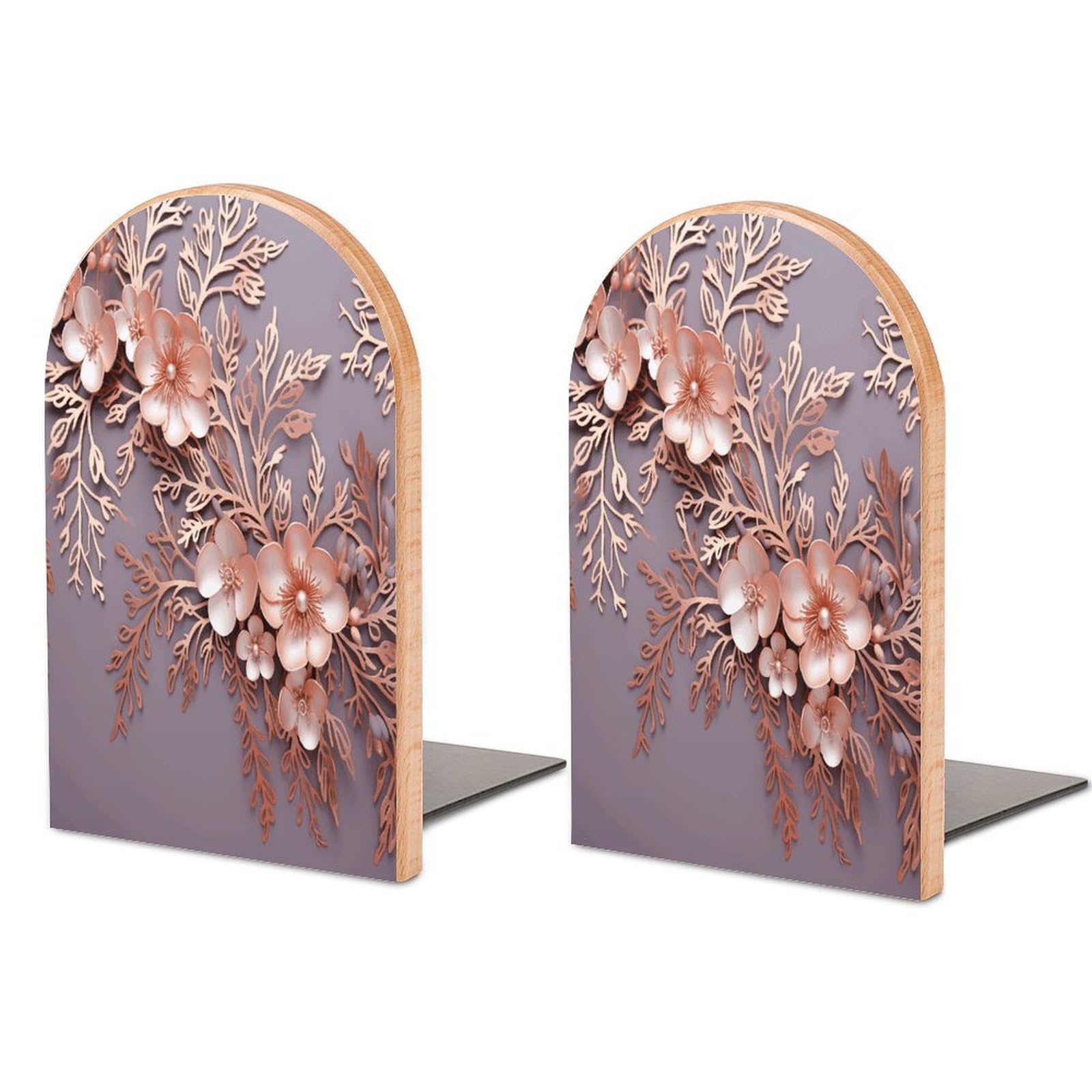 Sujetalibros para estantes de salón modernos decorativo en madera y oro rosa